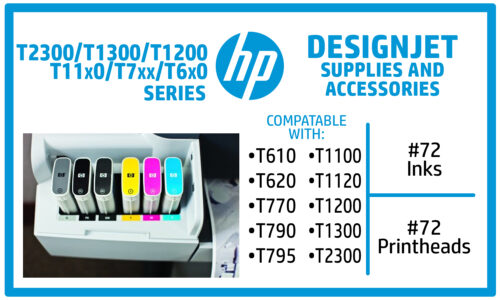HP Designjet T610, T620, T770, T790, T795, T1100, T1120, T1200, T1300, T2300 Ink Supplies